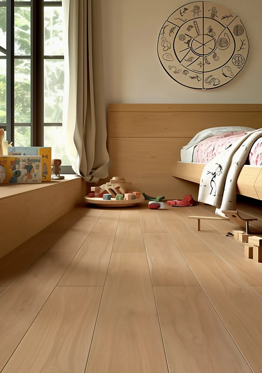 Homflor Sol stratifié Hickory yellowstone , passage extrême AC6, effet bois Hickory blond, L.128,6 cm x l.21,4 cm x ép.10 mm, résistant à l'eau- Sol Stratifié