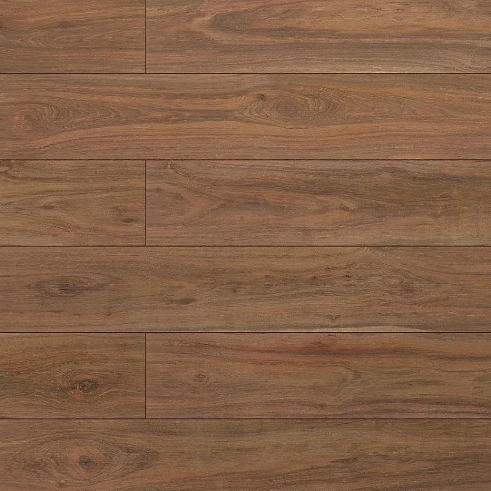 Homflor Sol stratifié Hicory carya , passage extrême AC6, effet bois Hickory brun, L.128,6 cm x l.21,4 cm x ép.10 mm, résistant à l'eau- Sol Stratifié