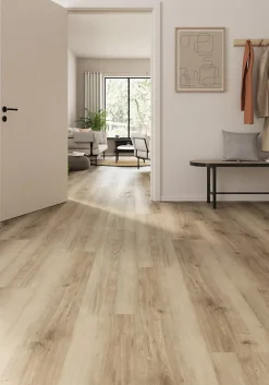 GoodHome Sol Stratifié<Sol stratifié Ledbury nat , passage intense AC5, effet chêne, L.128,5 cm x l.28 cm x ép.8 mm