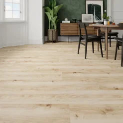GoodHome Sol Stratifié<Sol stratifié Ledbury nat , passage intense AC5, effet chêne, L.128,5 cm x l.28 cm x ép.8 mm