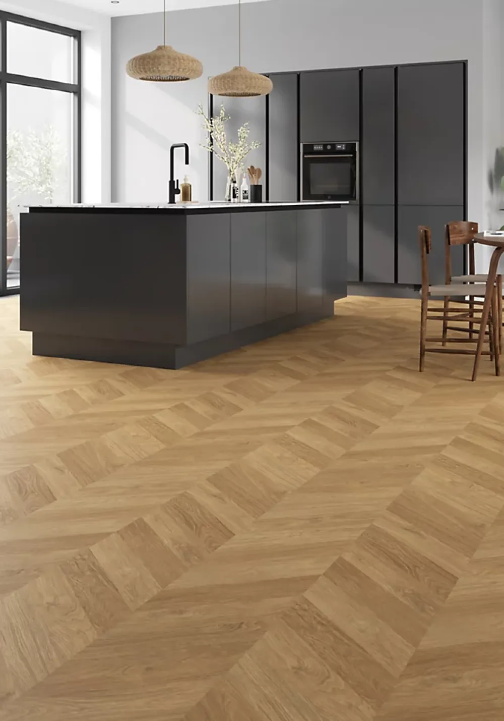 GoodHome Sol stratifié Leyton , passage intense AC5, effet chêne blond, L.133 cm x l.32,2 cm x ép.10 mm, résistant à l'eau- Sol Stratifié