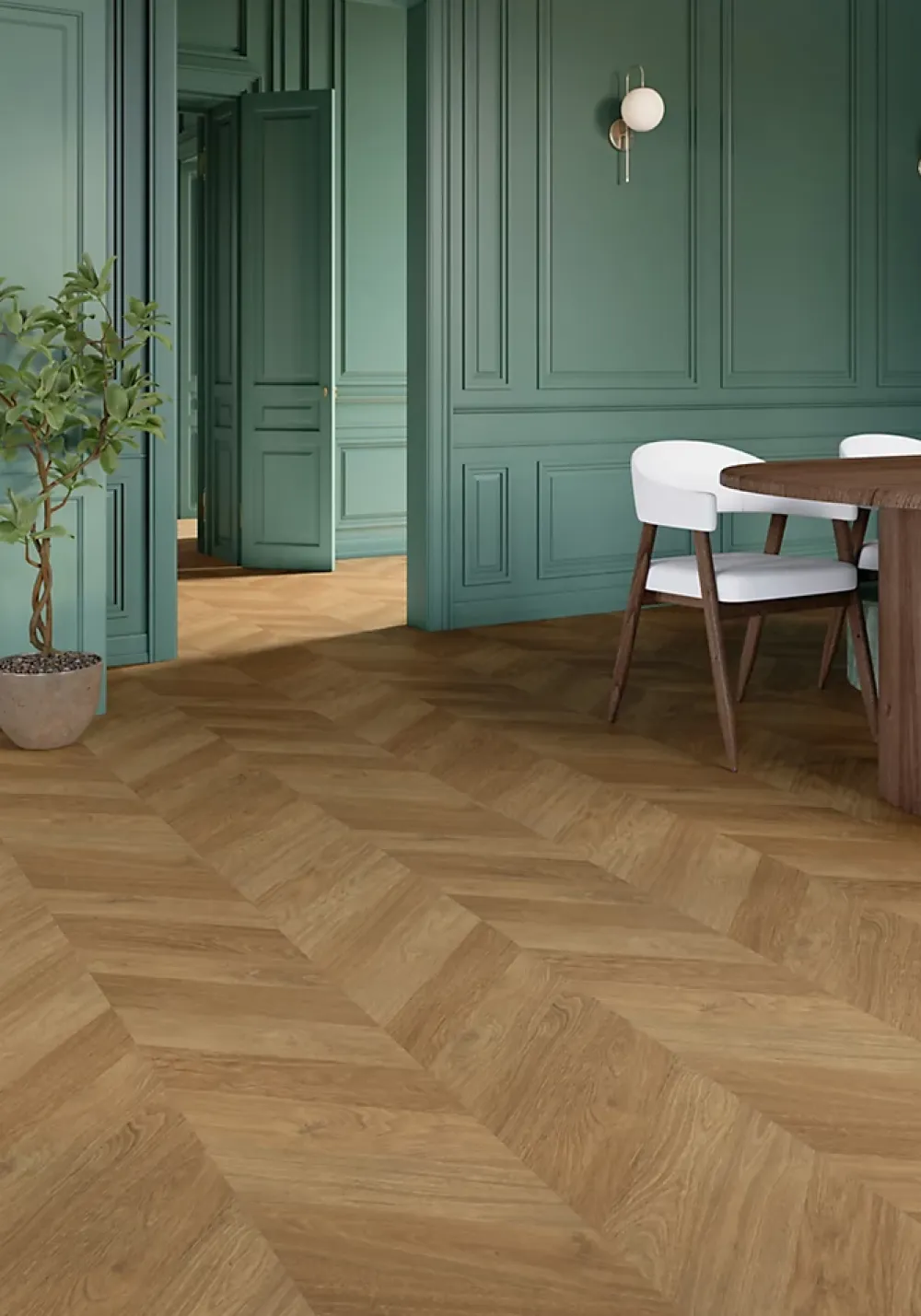 GoodHome Sol stratifié Leyton , passage intense AC5, effet chêne blond, L.133 cm x l.32,2 cm x ép.10 mm, résistant à l'eau- Sol Stratifié