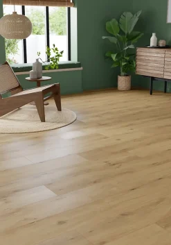 GoodHome Sol Stratifié<Sol stratifié Lulea , passage élevé AC4, effet chêne blond, L.129,2 cm x l.19,3 cm x ép.8 mm