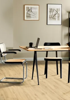 GoodHome Sol Stratifié<Sol stratifié Lulea , passage élevé AC4, effet chêne blond, L.129,2 cm x l.19,3 cm x ép.8 mm