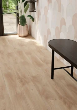 GoodHome Sol stratifié Lydney , passage intense AC5, effet chêne, L.138,3 cm x l.19,3 cm x ép.8 mm- Sol Stratifié