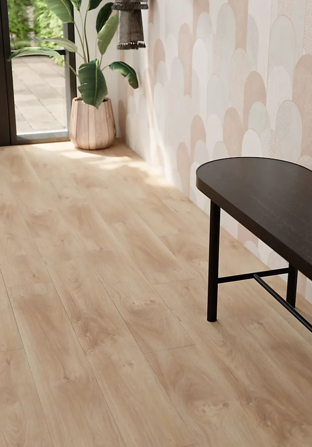 GoodHome Sol stratifié Lydney , passage intense AC5, effet chêne, L.138,3 cm x l.19,3 cm x ép.8 mm- Sol Stratifié