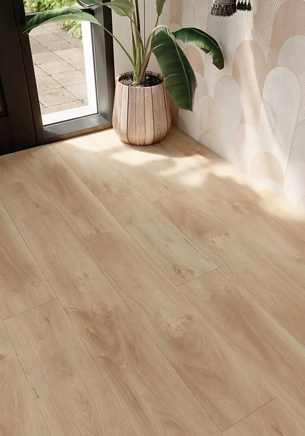 GoodHome Sol stratifié Lydney , passage intense AC5, effet chêne, L.138,3 cm x l.19,3 cm x ép.8 mm- Sol Stratifié