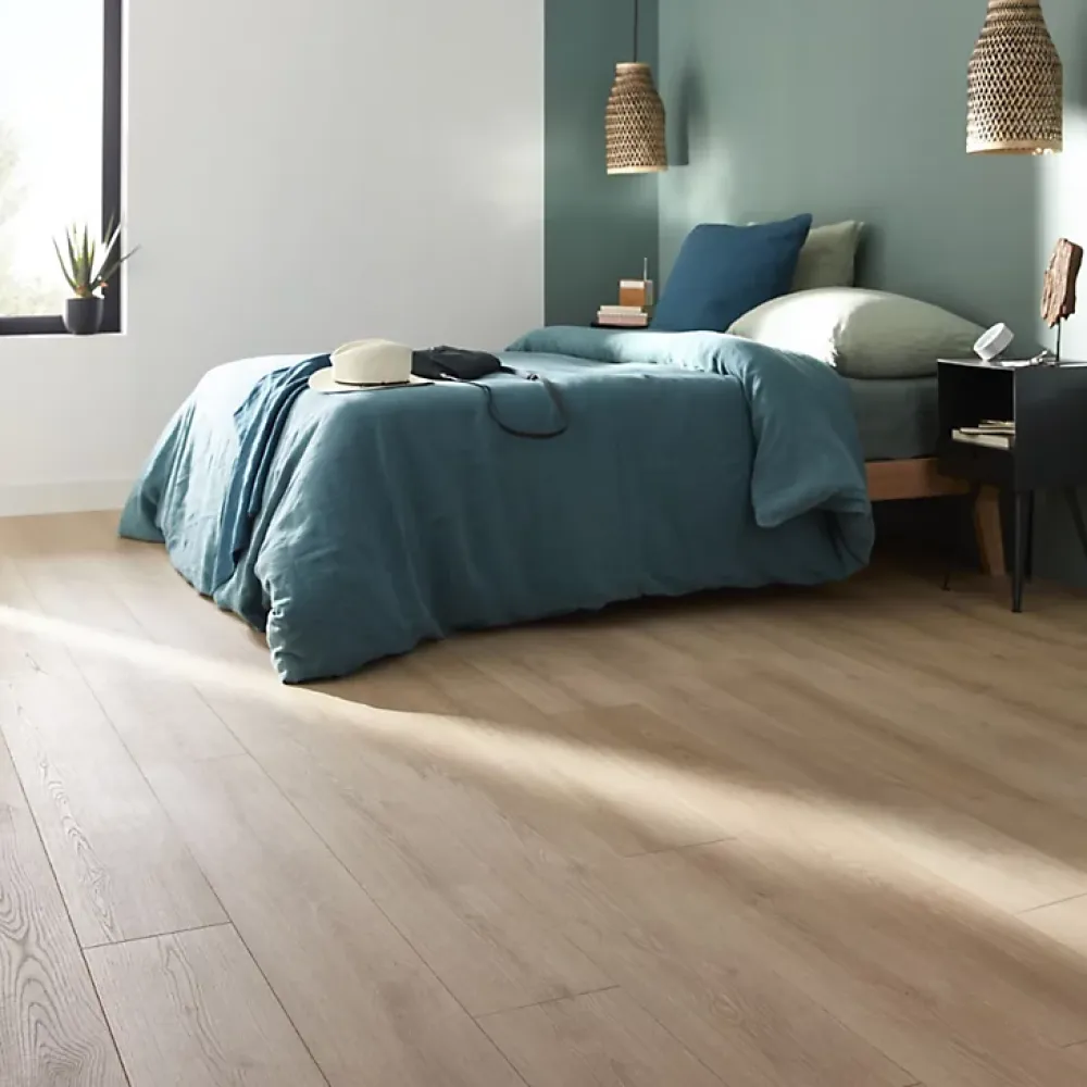 GoodHome Sol stratifié Malton décor chêne naturel 10 mm l.138 x l.19,3 cm- Sol Stratifié