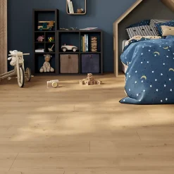 GoodHome Sol stratifié Randolph , passage intense AC5, effet chêne blond, L.129,2 cm x l.19,3 cm x ép.8 mm, résistant à l'eau- Sol Stratifié
