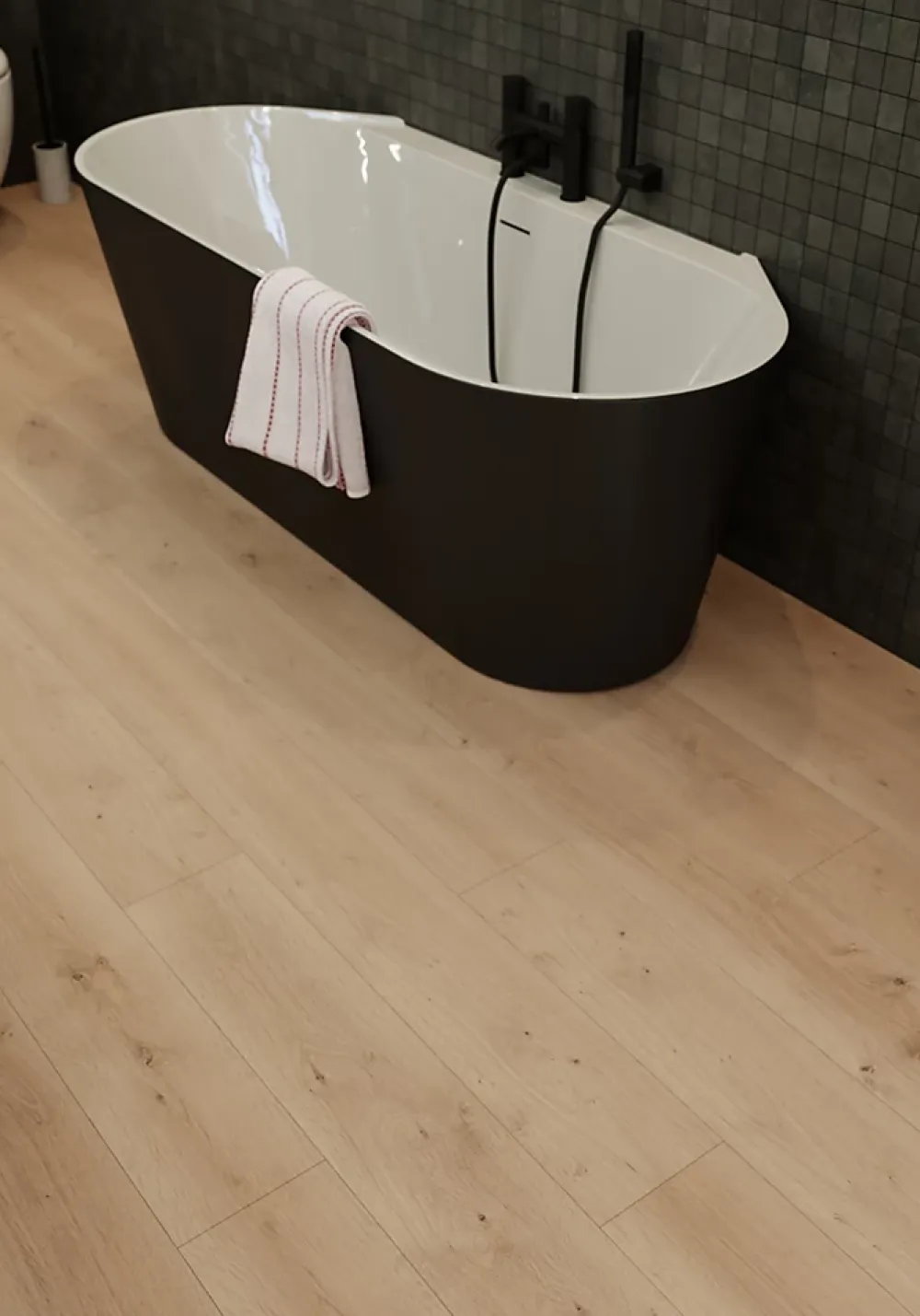 GoodHome Sol stratifié Randolph , passage intense AC5, effet chêne blond, L.129,2 cm x l.19,3 cm x ép.8 mm, résistant à l'eau- Sol Stratifié