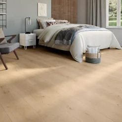 GoodHome Sol stratifié Randolph , passage intense AC5, effet chêne blond, L.129,2 cm x l.19,3 cm x ép.8 mm- Sol Stratifié