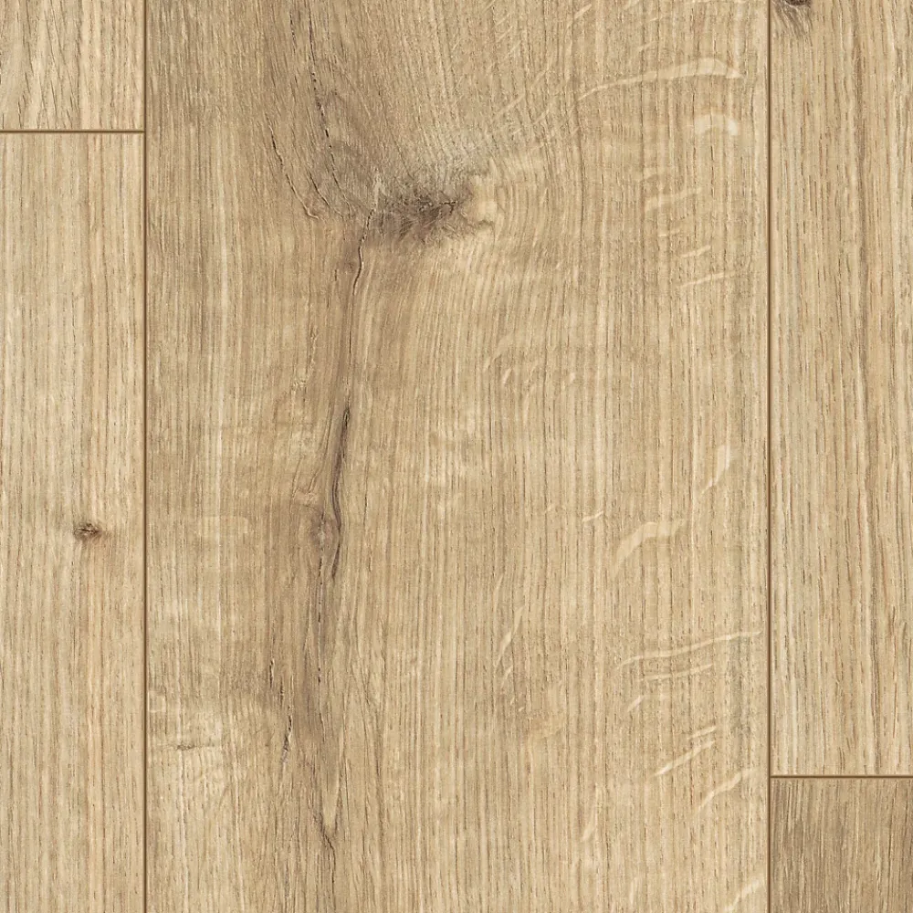 GoodHome Sol stratifié Rowley , passage élevé AC4, effet chêne, L.129,2 cm x l.19,3 cm x ép.8 mm, résistant à l'eau- Sol Stratifié