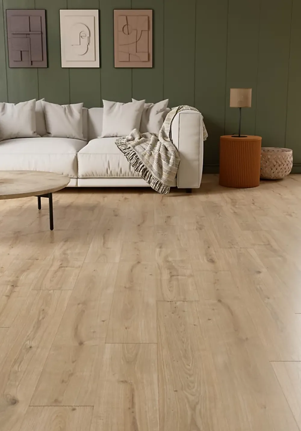 GoodHome Sol stratifié Rowley , passage élevé AC4, effet chêne, L.129,2 cm x l.19,3 cm x ép.8 mm, résistant à l'eau- Sol Stratifié