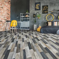 Décoweb Sol Vinyle - Imitation parquet irisé foncé - Rouleau de 3m x 2m- Lino Sol Vinyle Pvc