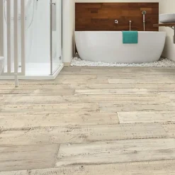 Décoweb Sol Vinyle - Imitation parquet bois peint vieilli - Rouleau de 4m x 6m- Lino Sol Vinyle Pvc