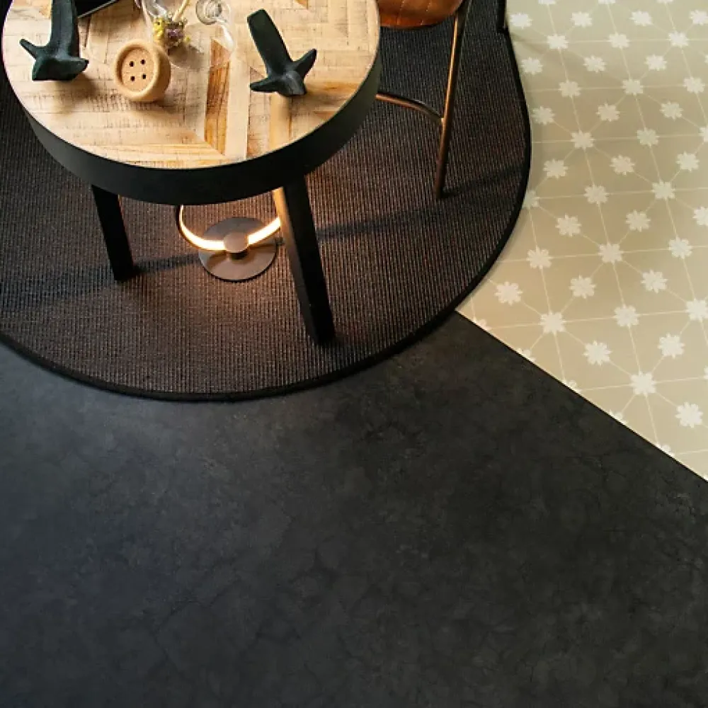 Décoweb Lino Sol Vinyle Pvc<Sol vinyle Aspect béton vieilli noir minéral - Rouleau de 2m x 3m