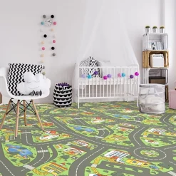 Décoweb Sol Vinyle Circuit voiture pour enfants City - Rouleau de 2m x 2m- Lino Sol Vinyle Pvc