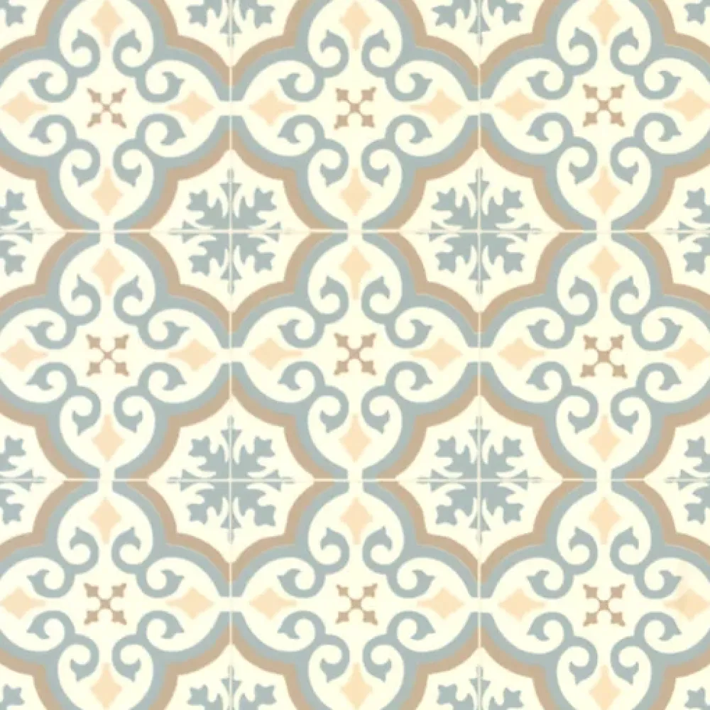 Décoweb Lino Sol Vinyle Pvc<Sol Vinyle effet carreaux de ciment Bleu et ocre - Echantillon 15 x 20 cm