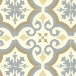 Décoweb Lino Sol Vinyle Pvc<Sol Vinyle effet carreaux de ciment Bleu et ocre - Echantillon 15 x 20 cm