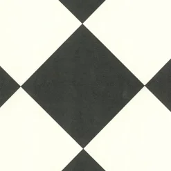 Décoweb Lino Sol Vinyle Pvc<Sol Vinyle effet damier diagonal Noir et blanc - Echantillon 15 x 20 cm
