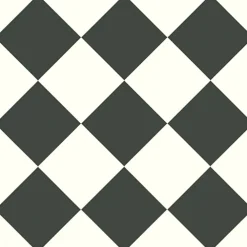 Décoweb Lino Sol Vinyle Pvc<Sol Vinyle effet damier diagonal Noir et blanc - Rouleau de 4m x 5m