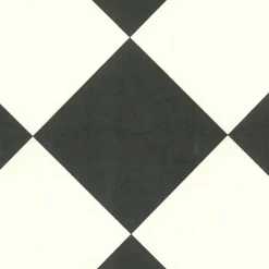Décoweb Lino Sol Vinyle Pvc<Sol Vinyle effet damier diagonal Noir et blanc - Rouleau de 3m x 3m
