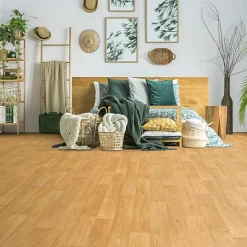 Décoweb Sol Vinyle Effet parquet chêne traditionnel - Rouleau de 2m x 2m- Lino Sol Vinyle Pvc