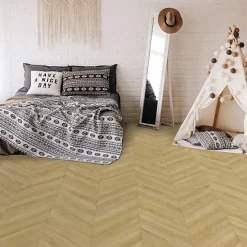 Décoweb Sol Vinyle effet Parquet chevron Chêne naturel - Rouleau de 2m x 5m- Lino Sol Vinyle Pvc