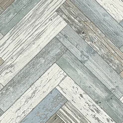 Décoweb Sol Vinyle effet parquet usé chevron coloré - Rouleau de 3m x 3m- Lino Sol Vinyle Pvc
