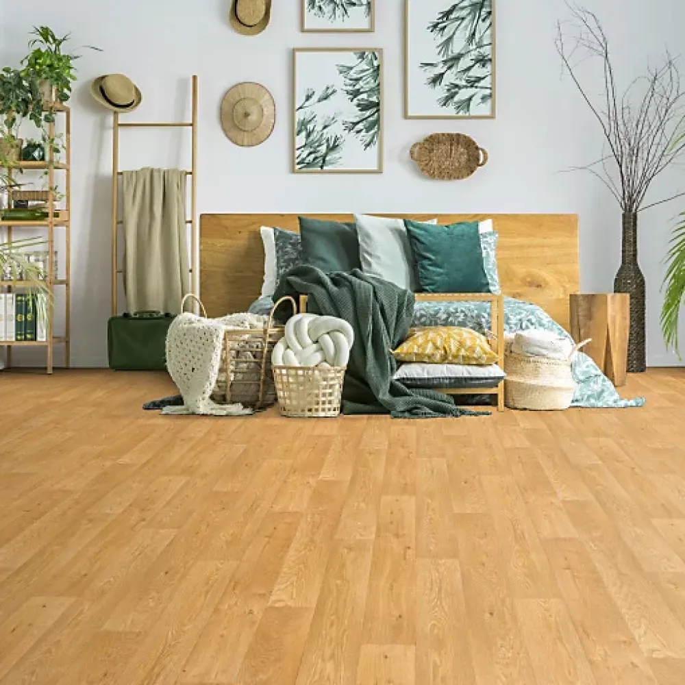 Décoweb Sol Vinyle Effet parquet chêne traditionnel - Rouleau de 3m x 4m- Lino Sol Vinyle Pvc