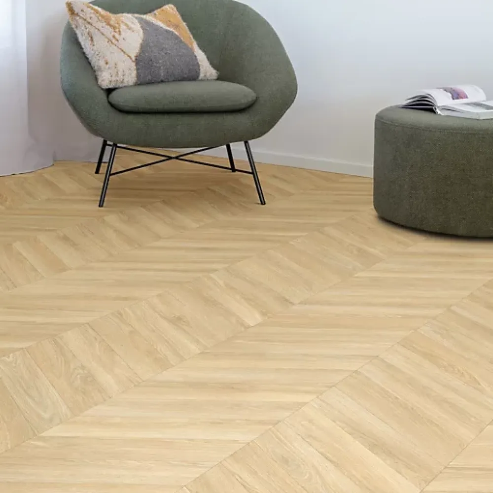 Décoweb Sol Vinyle effet Parquet chevron Chêne naturel - Rouleau de 1m x 10m- Lino Sol Vinyle Pvc