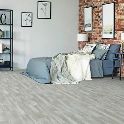 Décoweb Sol Vinyle Imitation parquet gris clair - Rouleau de 4m x 4m- Lino Sol Vinyle Pvc