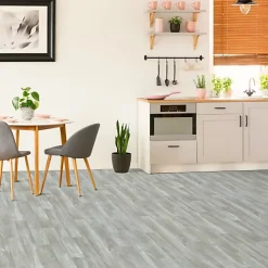Décoweb Sol Vinyle Imitation parquet gris clair - Rouleau de 4m x 4m- Lino Sol Vinyle Pvc