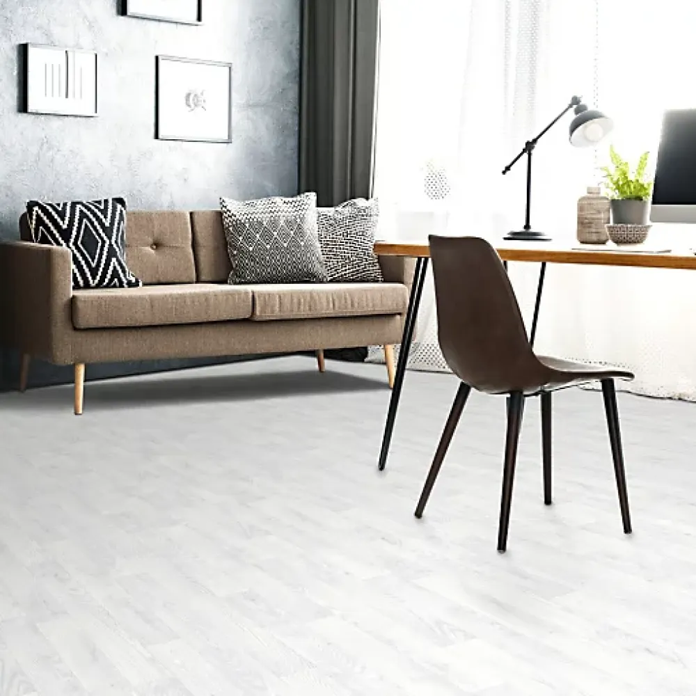 Décoweb Lino Sol Vinyle Pvc<Sol vinyle Imitation parquet blanc veinage gris - Echantillon 15 x 20 cm