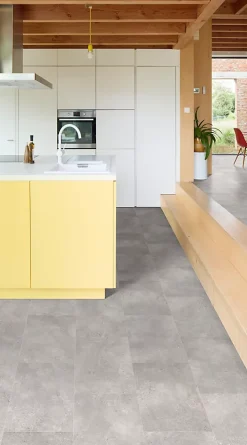 Beauflor Lino Sol Vinyle Pvc<Sol vinyle rouleau Silvertex Rhodes effet carrelage gris médium L.4m