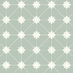 Décoweb Sol Vinyle Textile - Aspect carreaux vert sauge - Rouleau de 4m x 7m- Lino Sol Vinyle Pvc