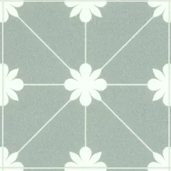 Décoweb Sol Vinyle Textile - Aspect carreaux vert sauge - Rouleau de 4m x 7m- Lino Sol Vinyle Pvc