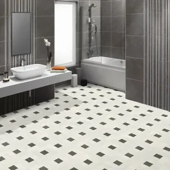 Décoweb Lino Sol Vinyle Pvc<Sol vinyle Textile - Aspect dalles en pierre & cabochons - Rouleau de 2m x 2m