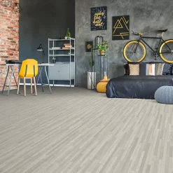 Décoweb Lino Sol Vinyle Pvc<Sol vinyle Textile - effet parquet lames étroites grises - Rouleau de 4m x 6m