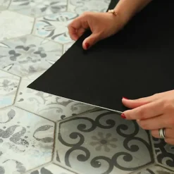 Décoweb Sol vinyle Textile effet carrelage hexagonal - Rouleau de 4m x 3m- Lino Sol Vinyle Pvc