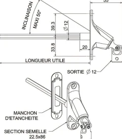 Zurfluh-Feller Volet Roulant<SORTIE DE CAISSON 90 DEGRÉS ENTREE DIAMETRE 12 SORTIE C6 LG300 - BLANC (EMBASE ETROITE)