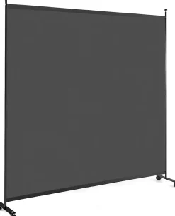 Giantex Cloison Amovible<Séparateur de Pièce 184 x 184 cm, Paravent de Confidentialité sur roulettes, Paravent Autoportant pour Salon, Chambre, Gris