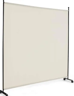 Giantex Séparateur de Pièce 184 x 184 cm, Paravent de Confidentialité sur roulettes, Paravent Autoportant pour Salon, Chambre, Blanc- Cloison Amovible
