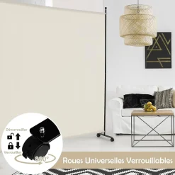 Giantex Séparateur de Pièce 184 x 184 cm, Paravent de Confidentialité sur roulettes, Paravent Autoportant pour Salon, Chambre, Blanc- Cloison Amovible