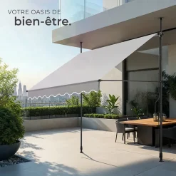 Tectake Auvent Et Marquise<Store à pince sans perçage en polyester 200 x 180 cm gris clair