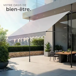 Tectake Auvent Et Marquise<Store à pince sans perçage avec Manivelle Réglable en hauteur 211 - 304 cm gris clair