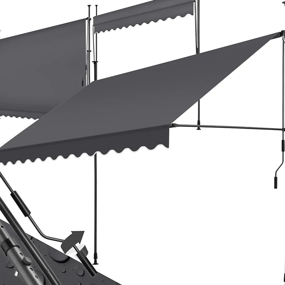 Tectake Auvent Et Marquise<Store à pince sans perçage avec Manivelle Réglable en hauteur 211 - 304 cm noir/gris