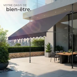 Tectake Auvent Et Marquise<Store à pince sans perçage avec Manivelle Réglable en hauteur 211 - 304 cm noir/gris