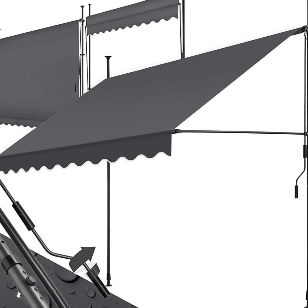 Tectake Store à pince sans perçage en polyester 250 x 180 cm gris- Auvent Et Marquise
