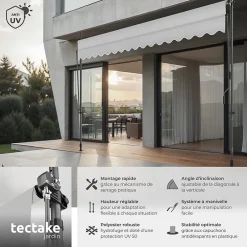Tectake Auvent Et Marquise<Store à pince sans perçage en polyester 400 x 180 cm gris clair